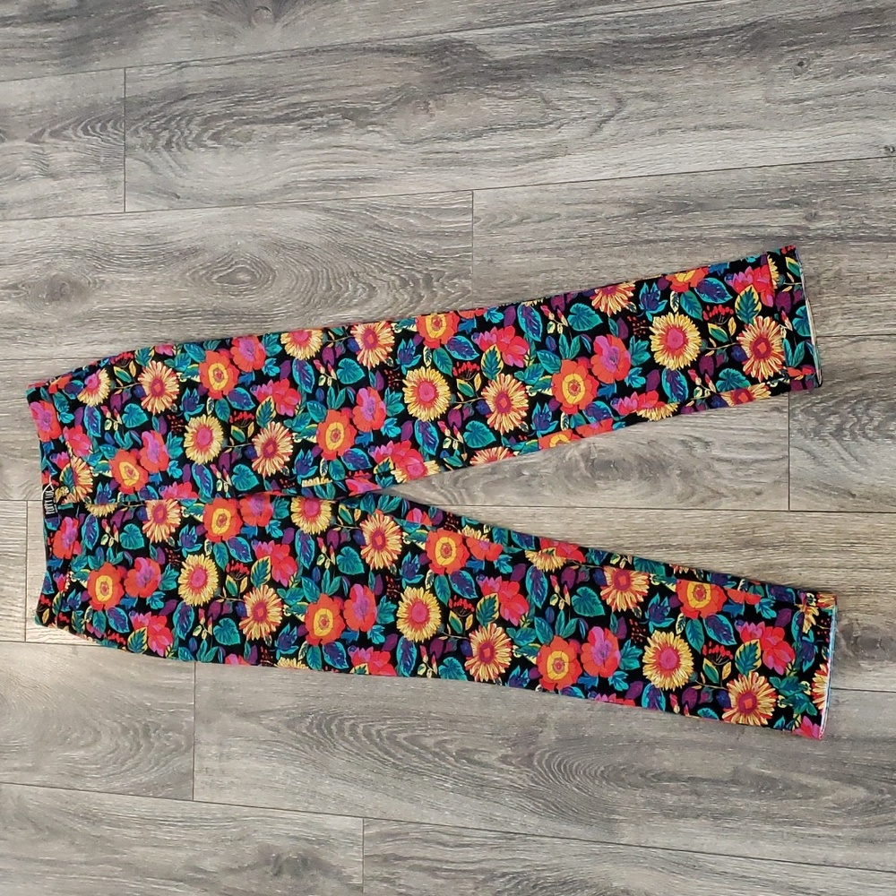 Poppy Lux High Waisted Pants Straight Leg Floral Print Bottoms NWOT Womens 4 - Picture 2 of 12